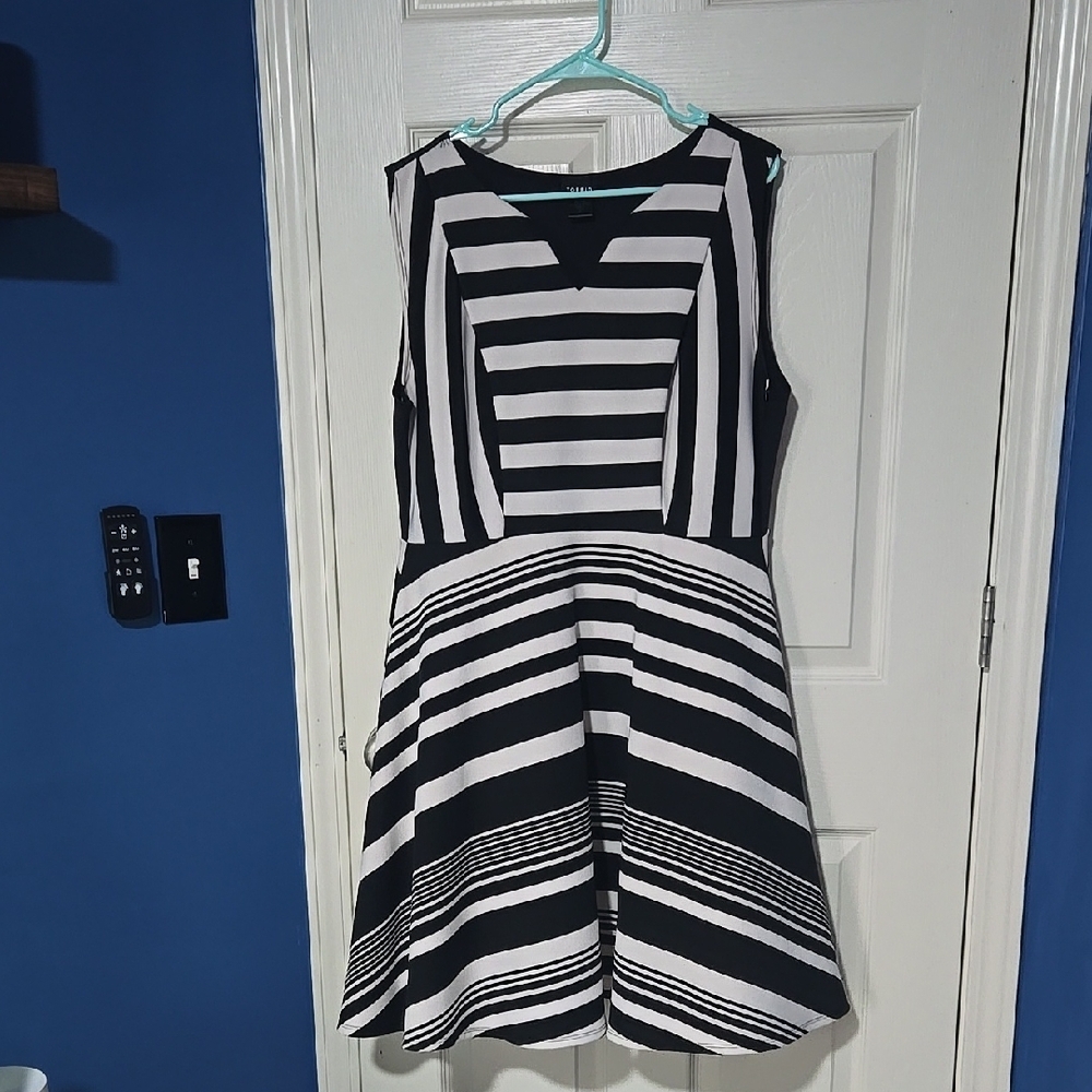 Black and White Striped Torrid Midi Dress